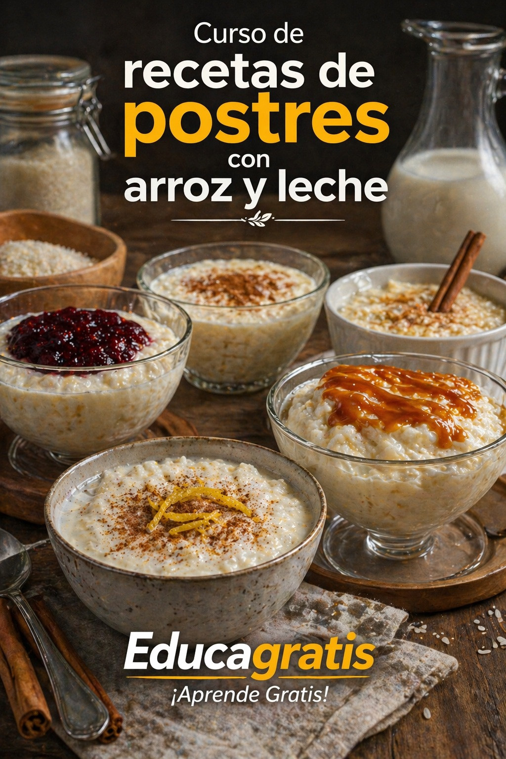 Curso de recetas de postres con arroz con leche
