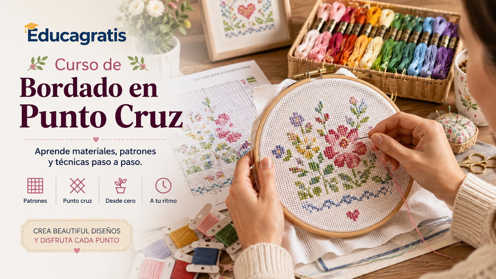 Curso de Bordado en Punto Cruz