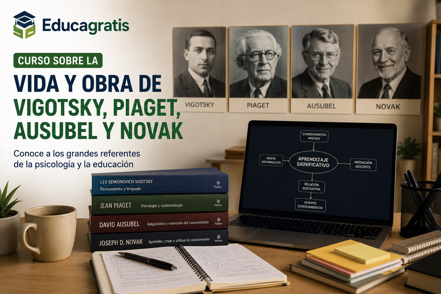 Vida y Obra de Vigotsky, Piaget, Ausubel y Novak